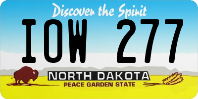 ND license plate IOW277
