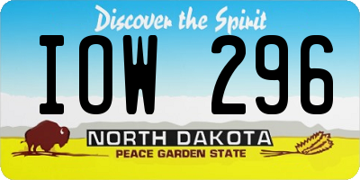 ND license plate IOW296