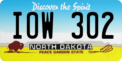 ND license plate IOW302