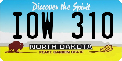 ND license plate IOW310