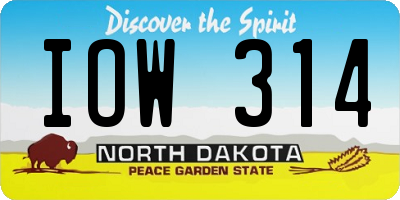 ND license plate IOW314