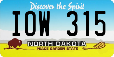 ND license plate IOW315