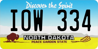 ND license plate IOW334