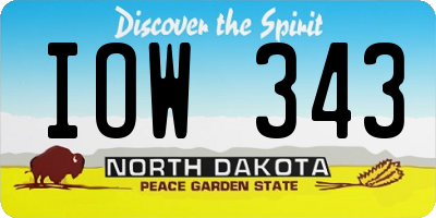ND license plate IOW343