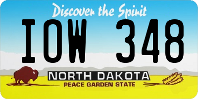 ND license plate IOW348