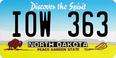 ND license plate IOW363
