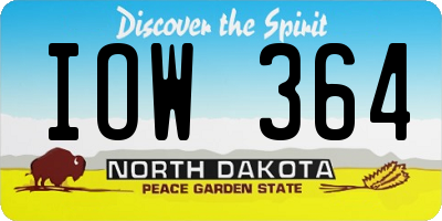 ND license plate IOW364