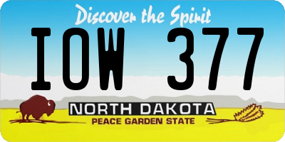 ND license plate IOW377