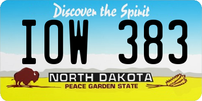 ND license plate IOW383