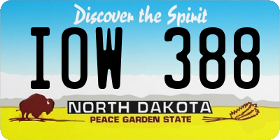 ND license plate IOW388