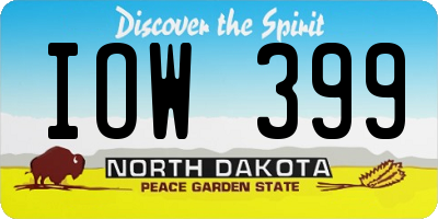 ND license plate IOW399