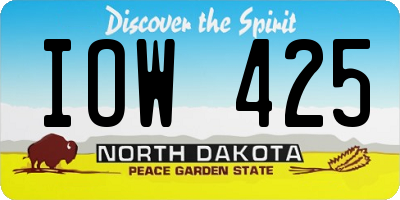 ND license plate IOW425