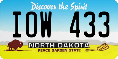 ND license plate IOW433