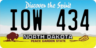 ND license plate IOW434
