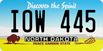 ND license plate IOW445