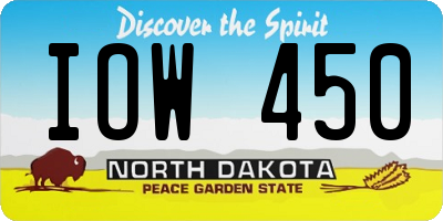 ND license plate IOW450