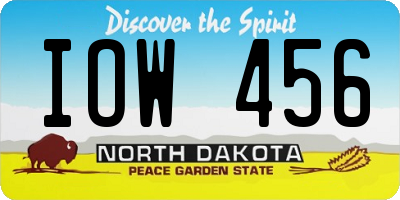 ND license plate IOW456
