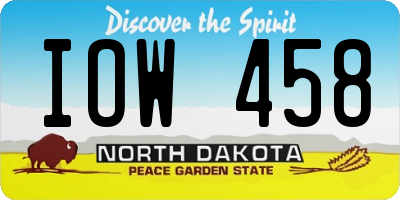 ND license plate IOW458