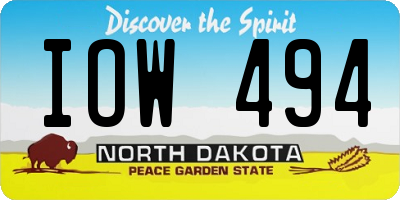 ND license plate IOW494