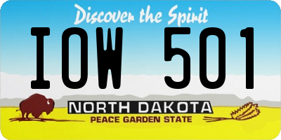 ND license plate IOW501