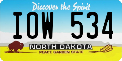 ND license plate IOW534