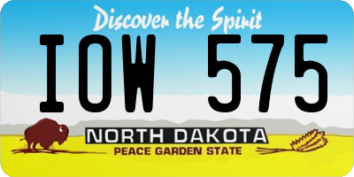 ND license plate IOW575