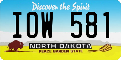 ND license plate IOW581