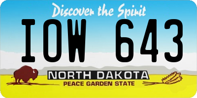 ND license plate IOW643