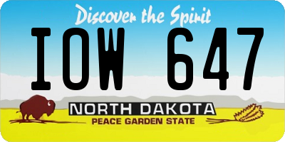 ND license plate IOW647