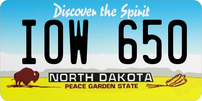 ND license plate IOW650