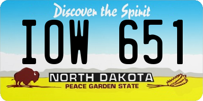 ND license plate IOW651