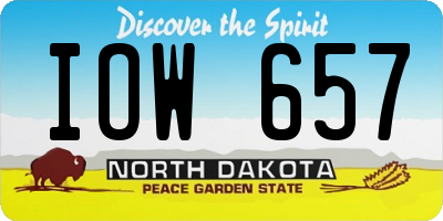 ND license plate IOW657