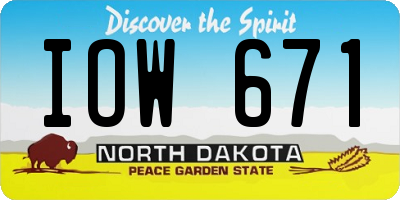 ND license plate IOW671