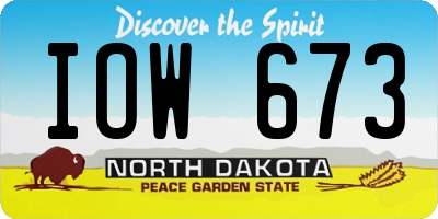 ND license plate IOW673