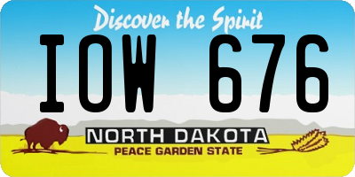 ND license plate IOW676