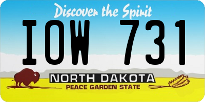 ND license plate IOW731