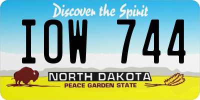 ND license plate IOW744