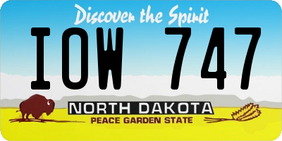 ND license plate IOW747