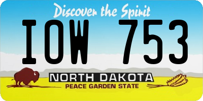 ND license plate IOW753