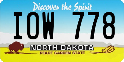 ND license plate IOW778
