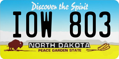 ND license plate IOW803
