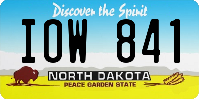 ND license plate IOW841
