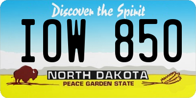 ND license plate IOW850