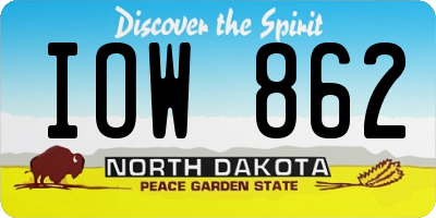 ND license plate IOW862