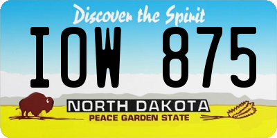 ND license plate IOW875