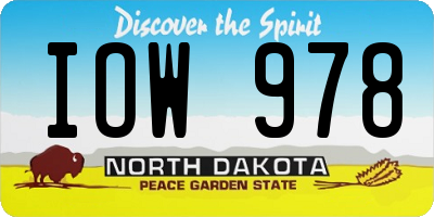 ND license plate IOW978