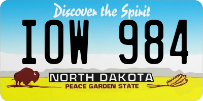 ND license plate IOW984