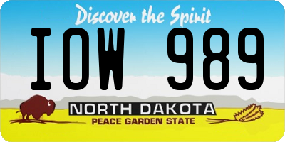 ND license plate IOW989