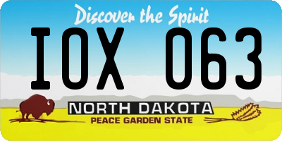 ND license plate IOX063