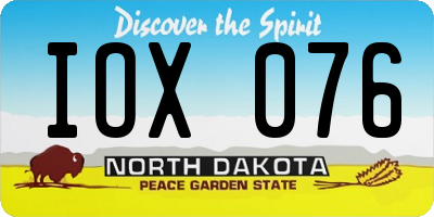 ND license plate IOX076
